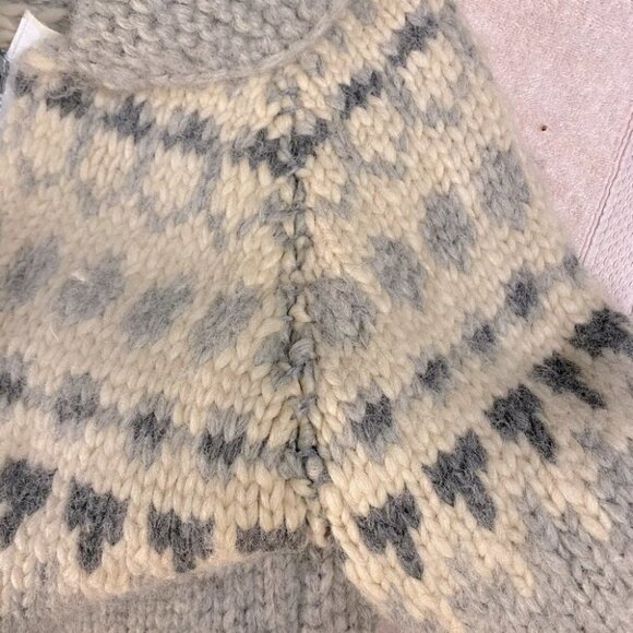 Vintage Genuine Cowichan Hand Knit Full Zip Fair Isle Wool Sweater M - Picture 9 of 16